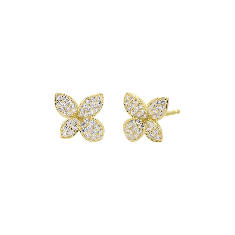 CZ Pave Fancy Flower Stud Earring