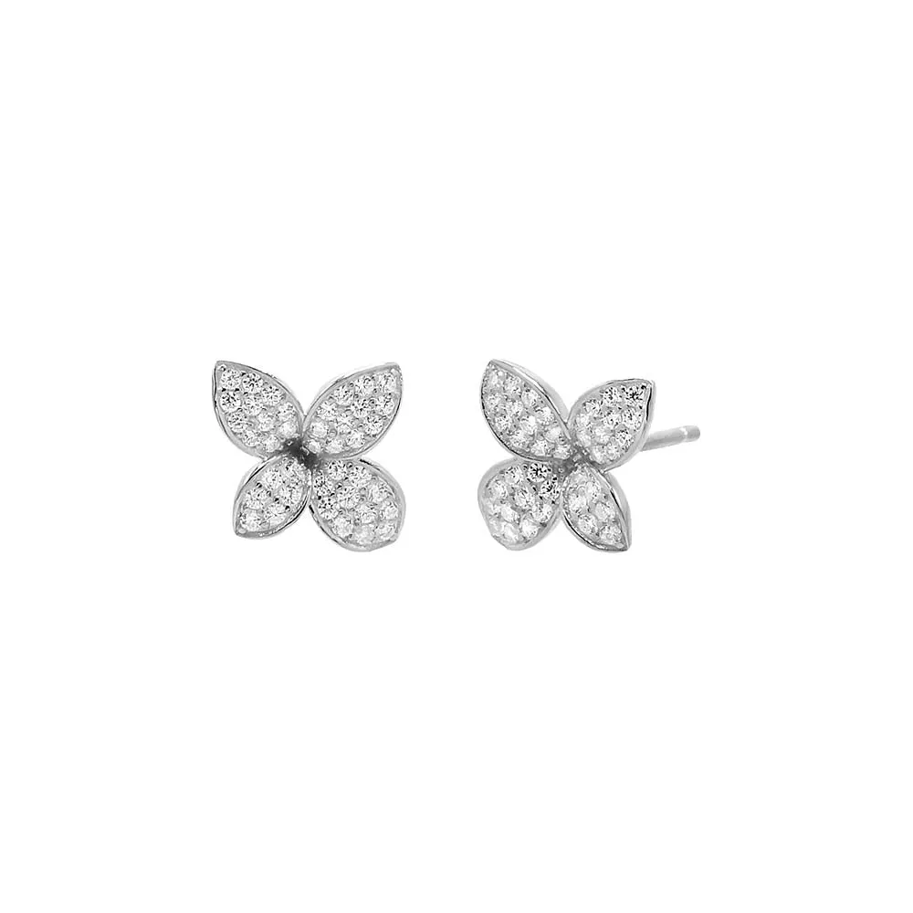 CZ Pave Fancy Flower Stud Earring