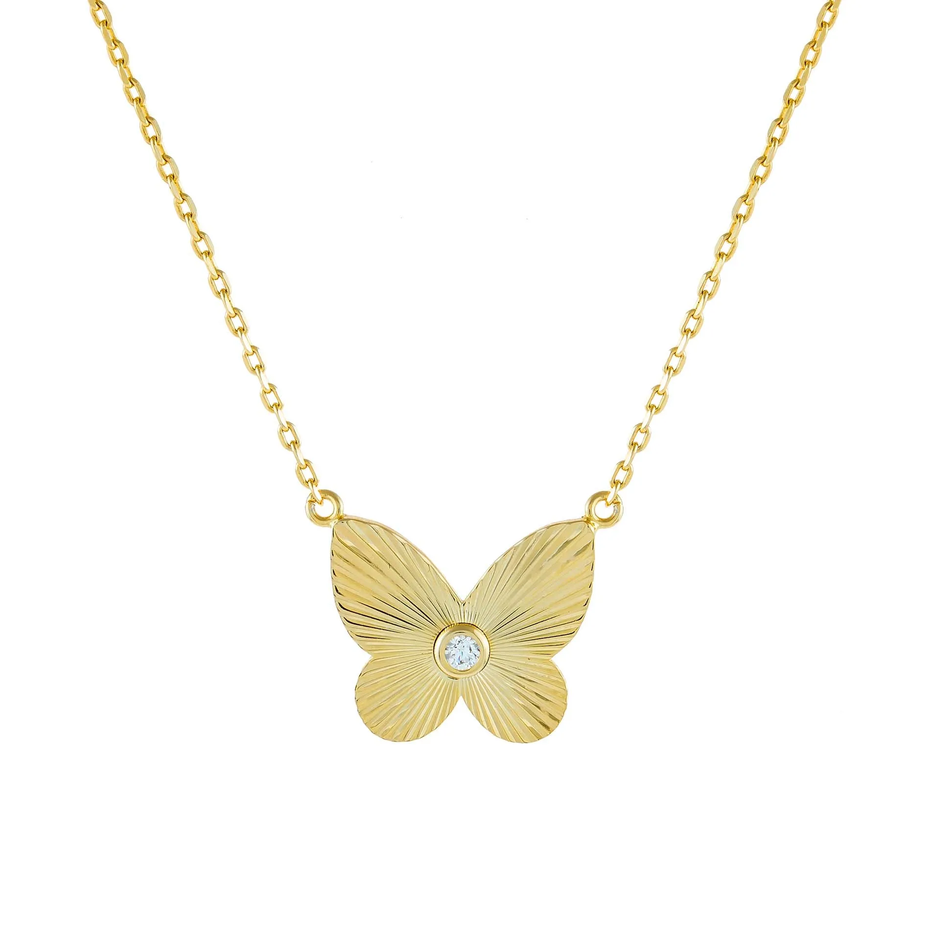 CZ Ridged Butterfly Necklace