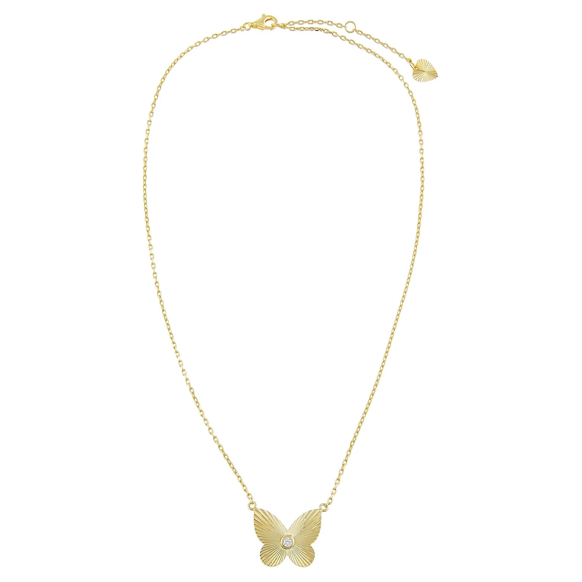 CZ Ridged Butterfly Necklace