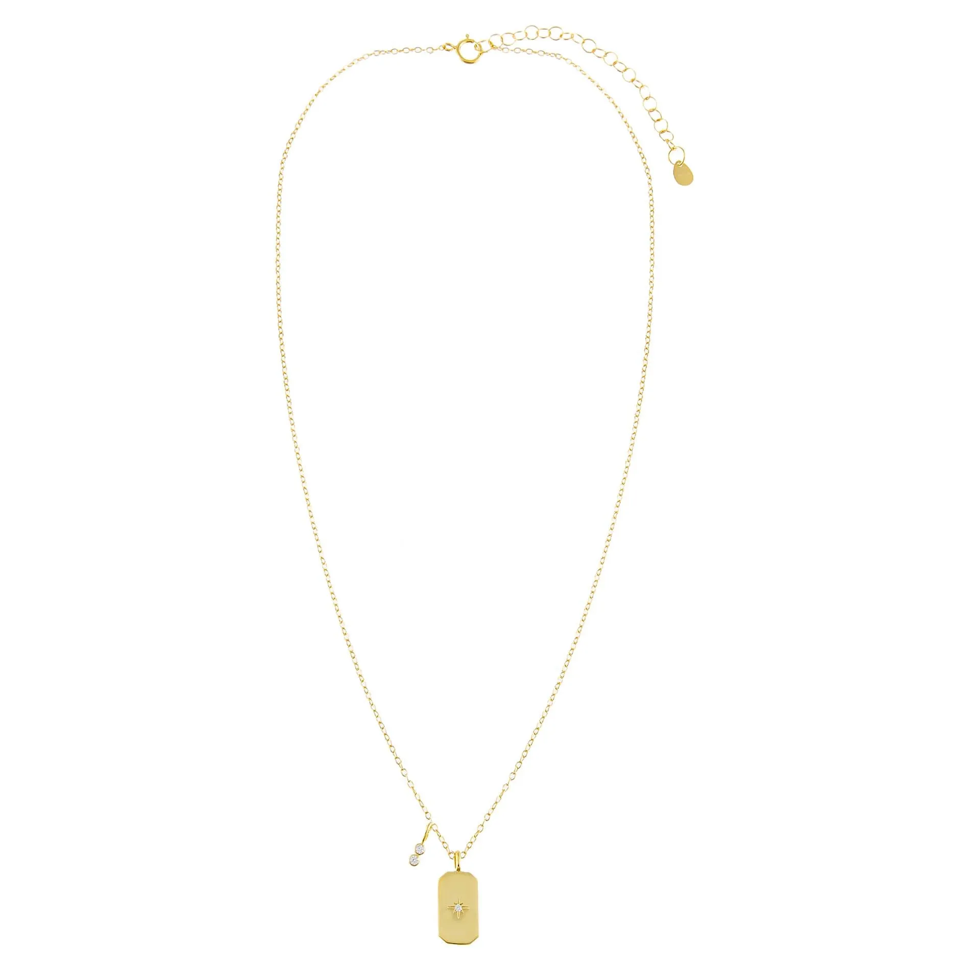 CZ Starburst Dog Tag Necklace