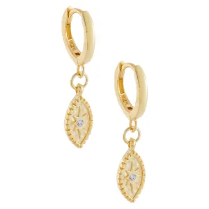 CZ Starburst Evil Eye Huggie Earring