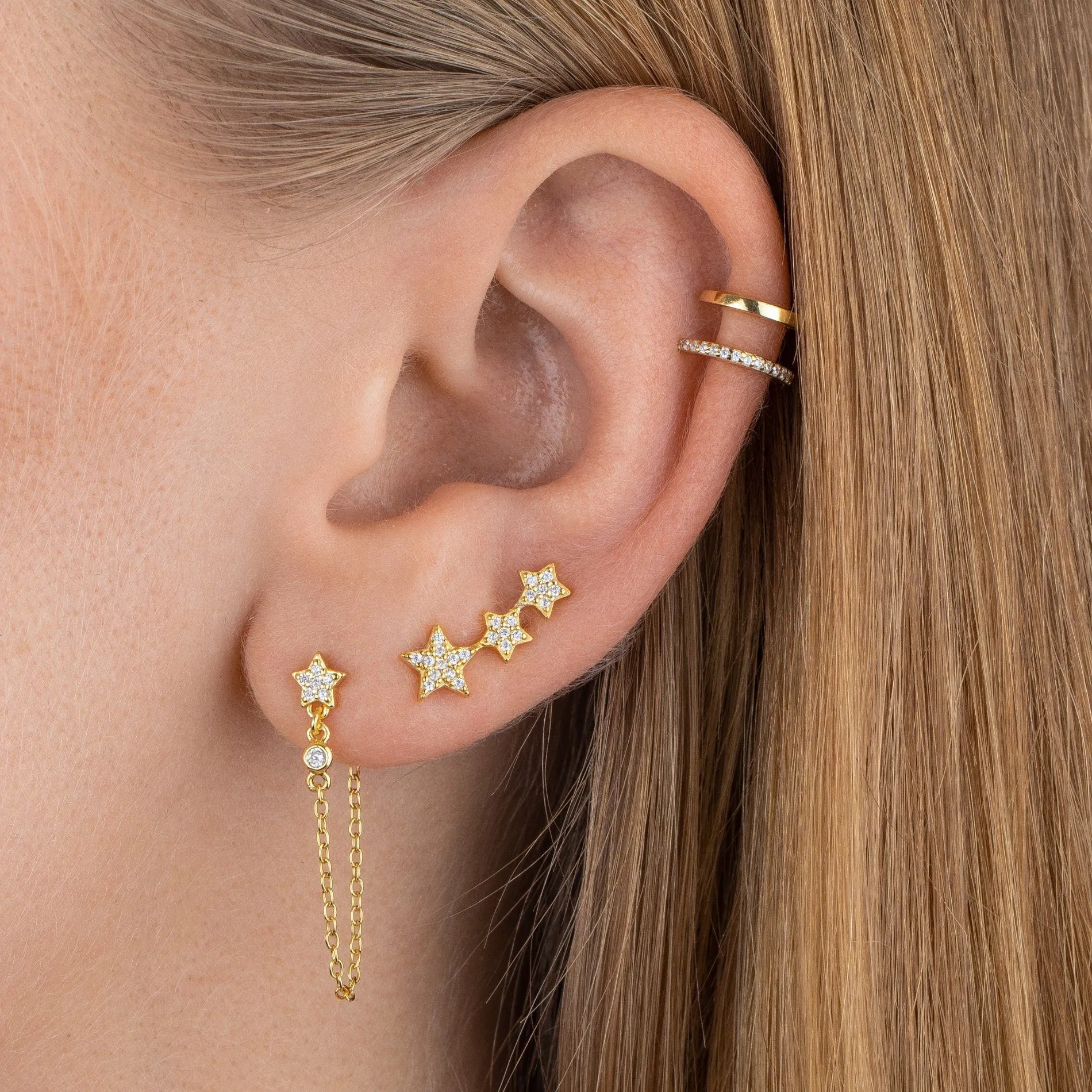 CZ Stars Ear Climber