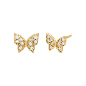 CZ Tiny Butterfly Stud Earring 14K