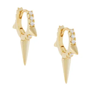 CZ Triple Spike Huggie Earring