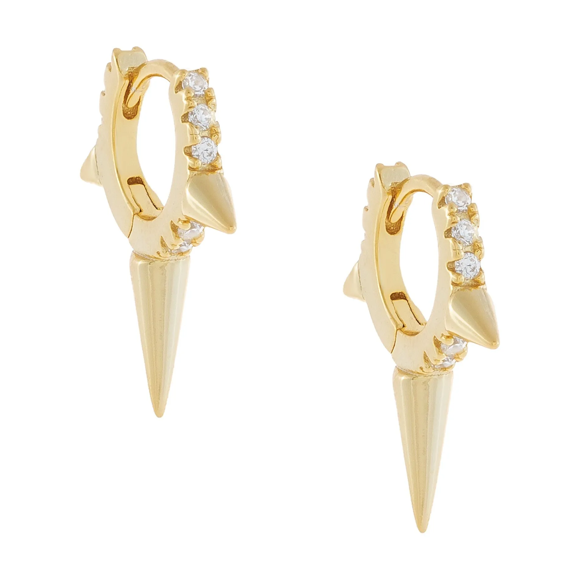 CZ Triple Spike Huggie Earring