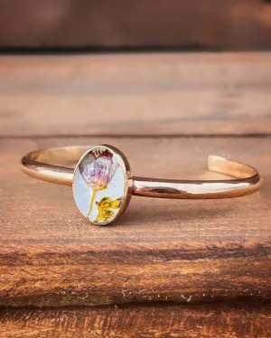 Desert flower quartz crystal terrarium cuff in 14K gold-fill