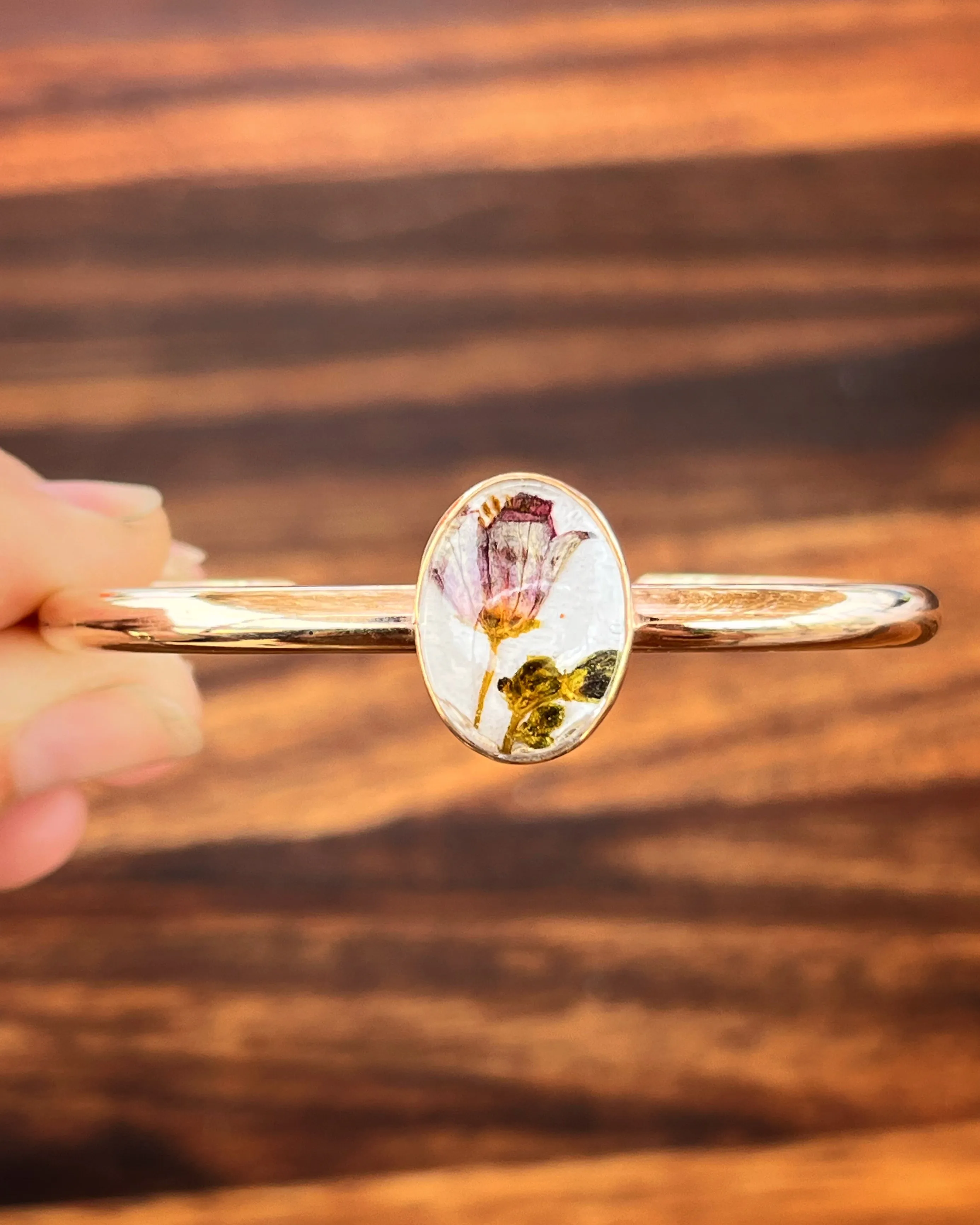 Desert flower quartz crystal terrarium cuff in 14K gold-fill