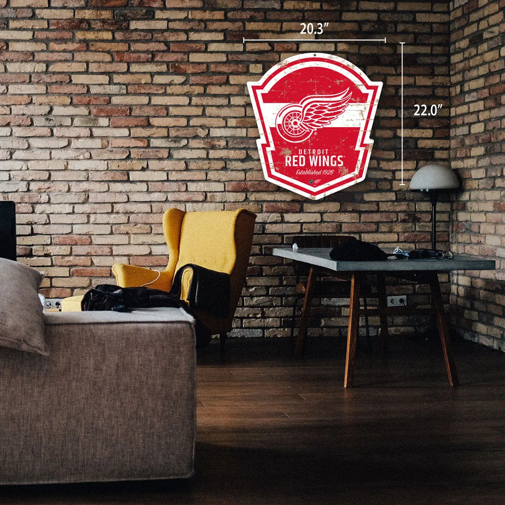 Detroit Red Wings 22" PVC Distressed Shield