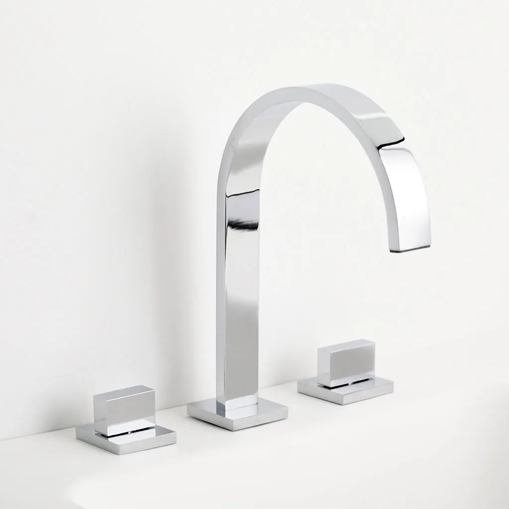 Devon Luk 2 Bathroom Faucet - Widespread - 9" Brass/Polished Chrome