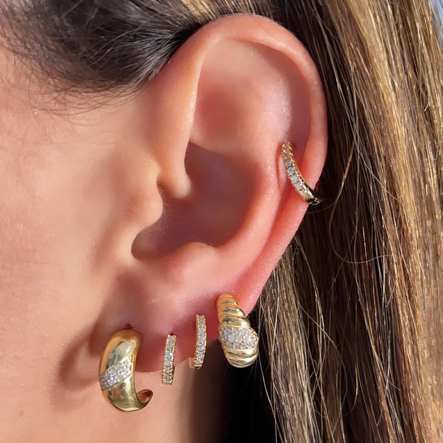 Double Row Pavé Dome Hoop Earring