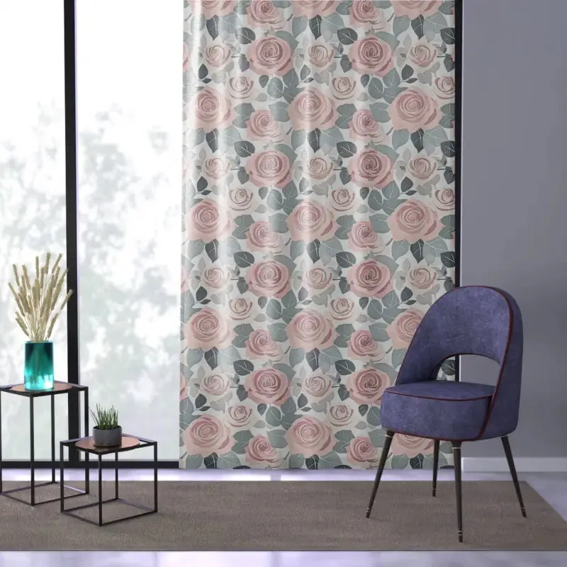Elegant Rose Flower Window Curtains Bring Chic Vibes