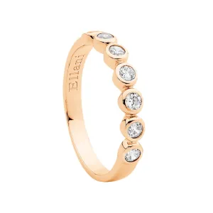 Ellani Rose Plated Sterling Silver With Bezel Set Cubic Zirconias Ring R505R