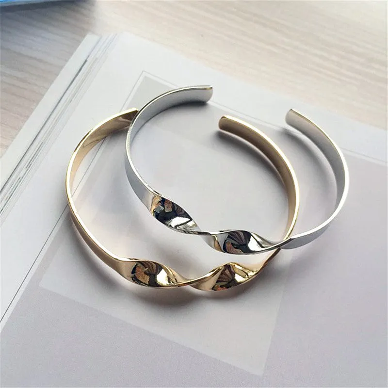 Europe and the United States very minimalist twist burnished gold silver metal bracelet lady fashion bracelets 2018 fine bracele