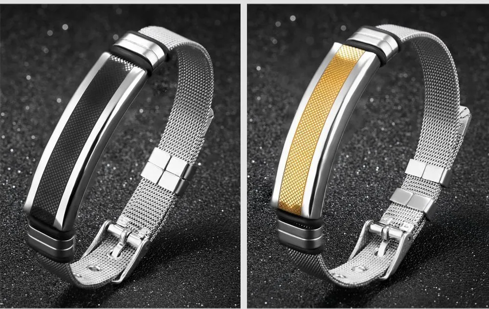 Exquisite Fashion Stainless Steel Bracelet in Elegant Gold Finish, Tailored for Discerning Men