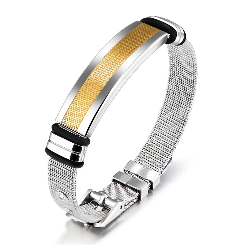 Exquisite Fashion Stainless Steel Bracelet in Elegant Gold Finish, Tailored for Discerning Men