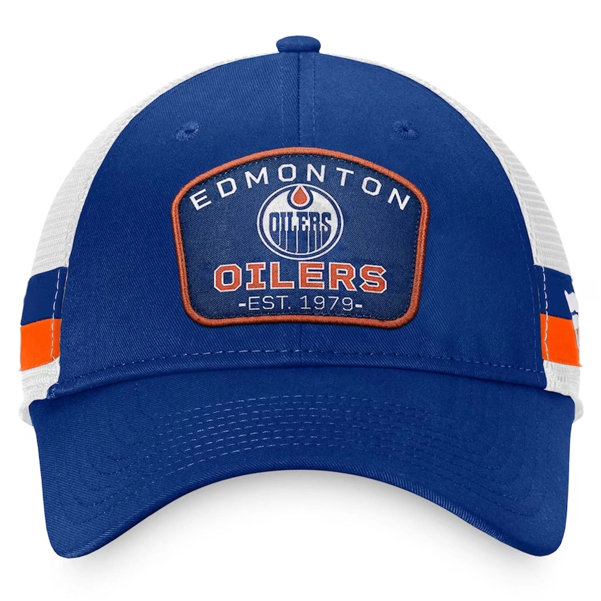 Fanatics Fundamental Structured Trucker w/Stripes Hat - Edmonton Oilers