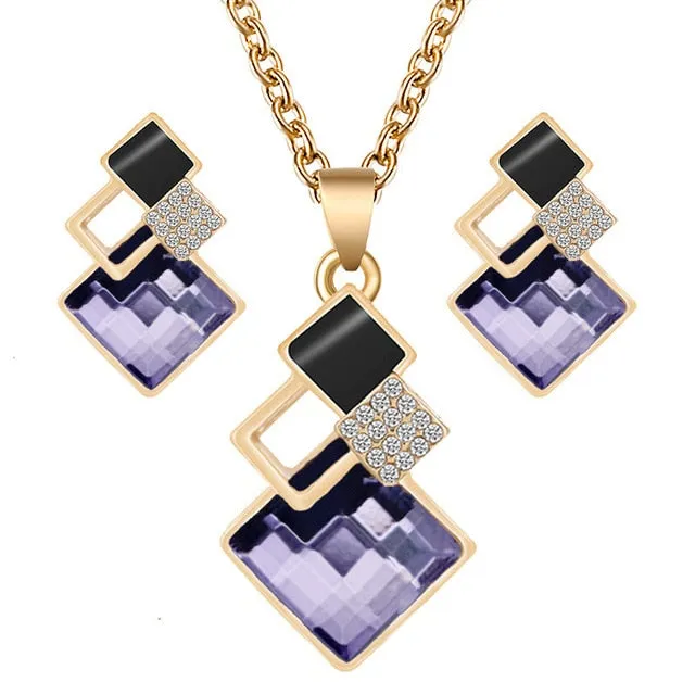 Fashion Crystal Pendant Minimalist Jewelry Set