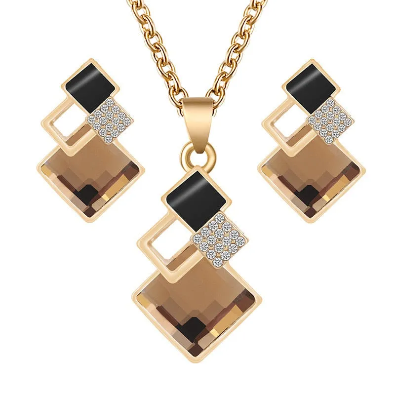 Fashion Crystal Pendant Minimalist Jewelry Set