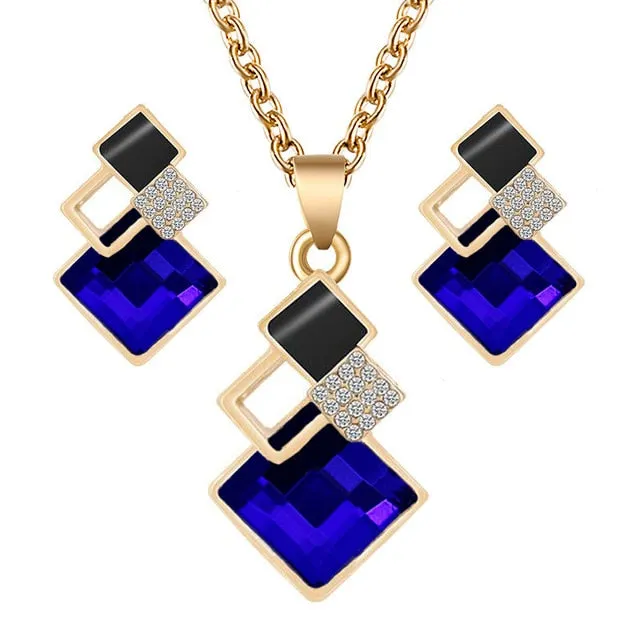 Fashion Crystal Pendant Minimalist Jewelry Set