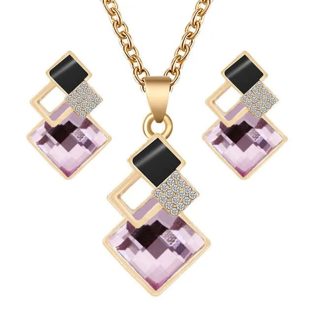 Fashion Crystal Pendant Minimalist Jewelry Set