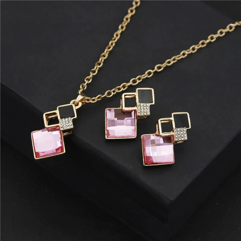 Fashion Crystal Pendant Minimalist Jewelry Set