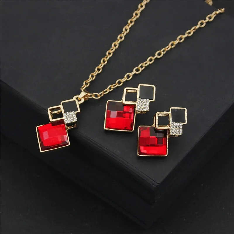 Fashion Crystal Pendant Minimalist Jewelry Set