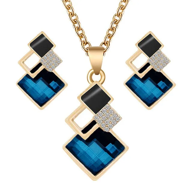 Fashion Crystal Pendant Minimalist Jewelry Set