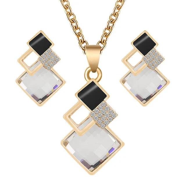 Fashion Crystal Pendant Minimalist Jewelry Set