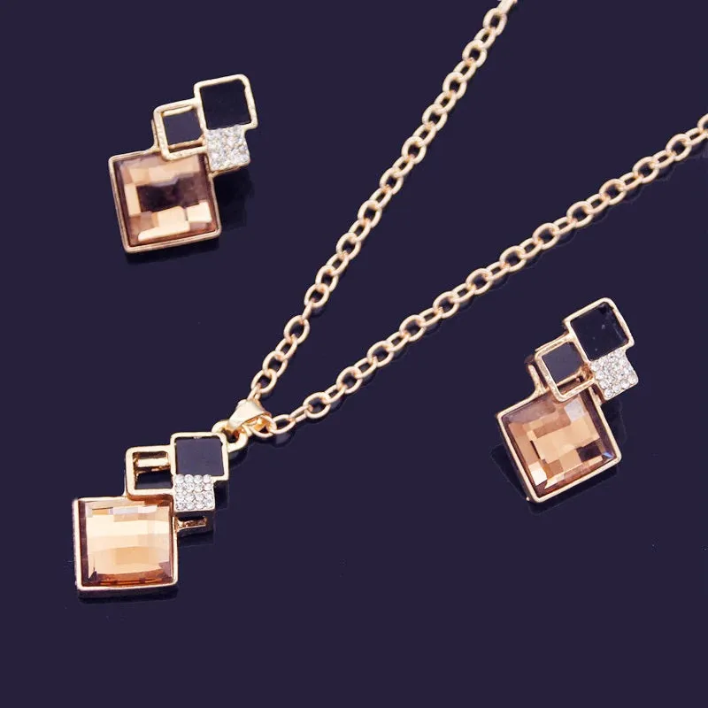 Fashion Crystal Pendant Minimalist Jewelry Set