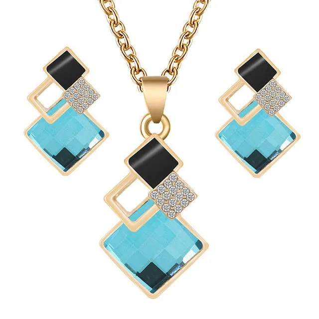Fashion Crystal Pendant Minimalist Jewelry Set