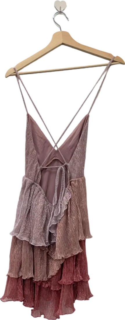 Fashion Nova Rose Gold Tiered Mini Dress XS