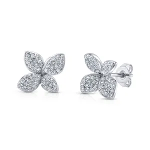 FIORE 4 PETAL STUDS, SILVER