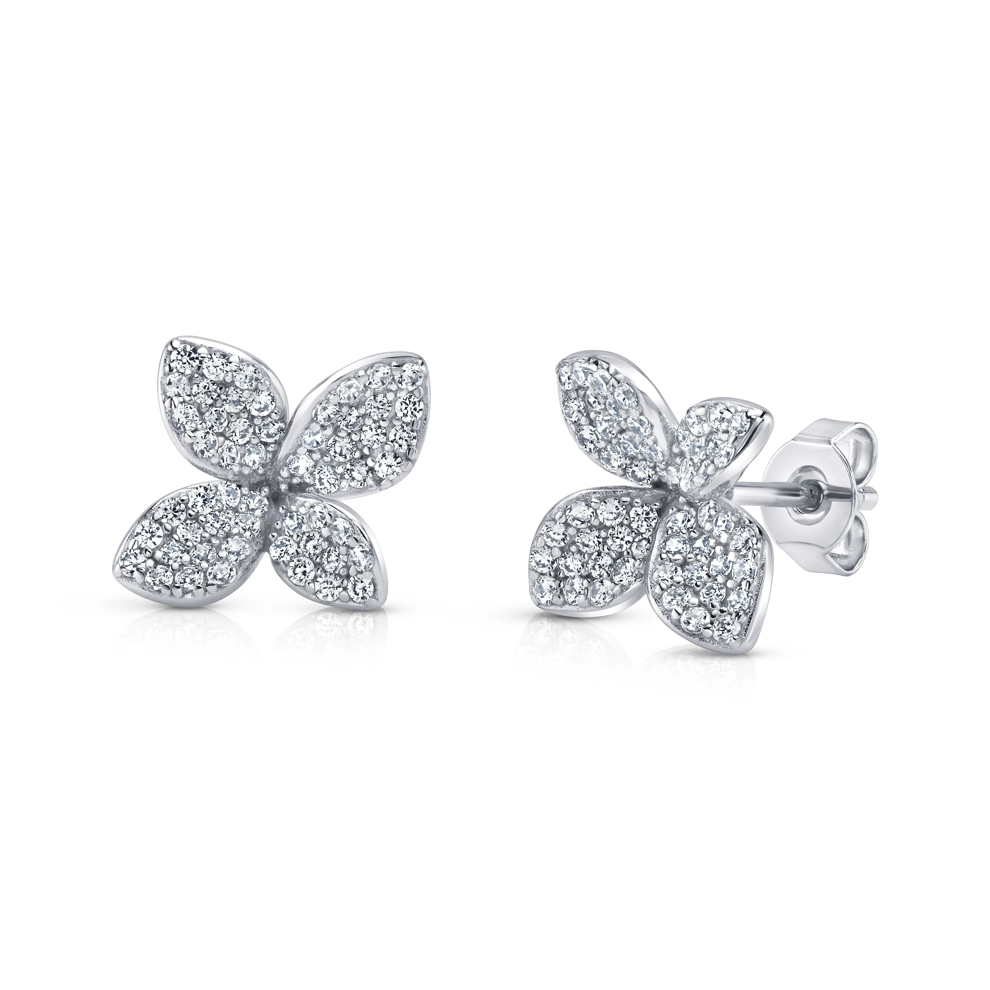 FIORE 4 PETAL STUDS, SILVER