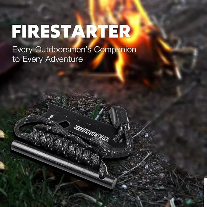 Fire Starter Survival Tool, Ferro Rod Fire Starter Kit & Backpacking Multitool, Fire Steel, Fire Rod