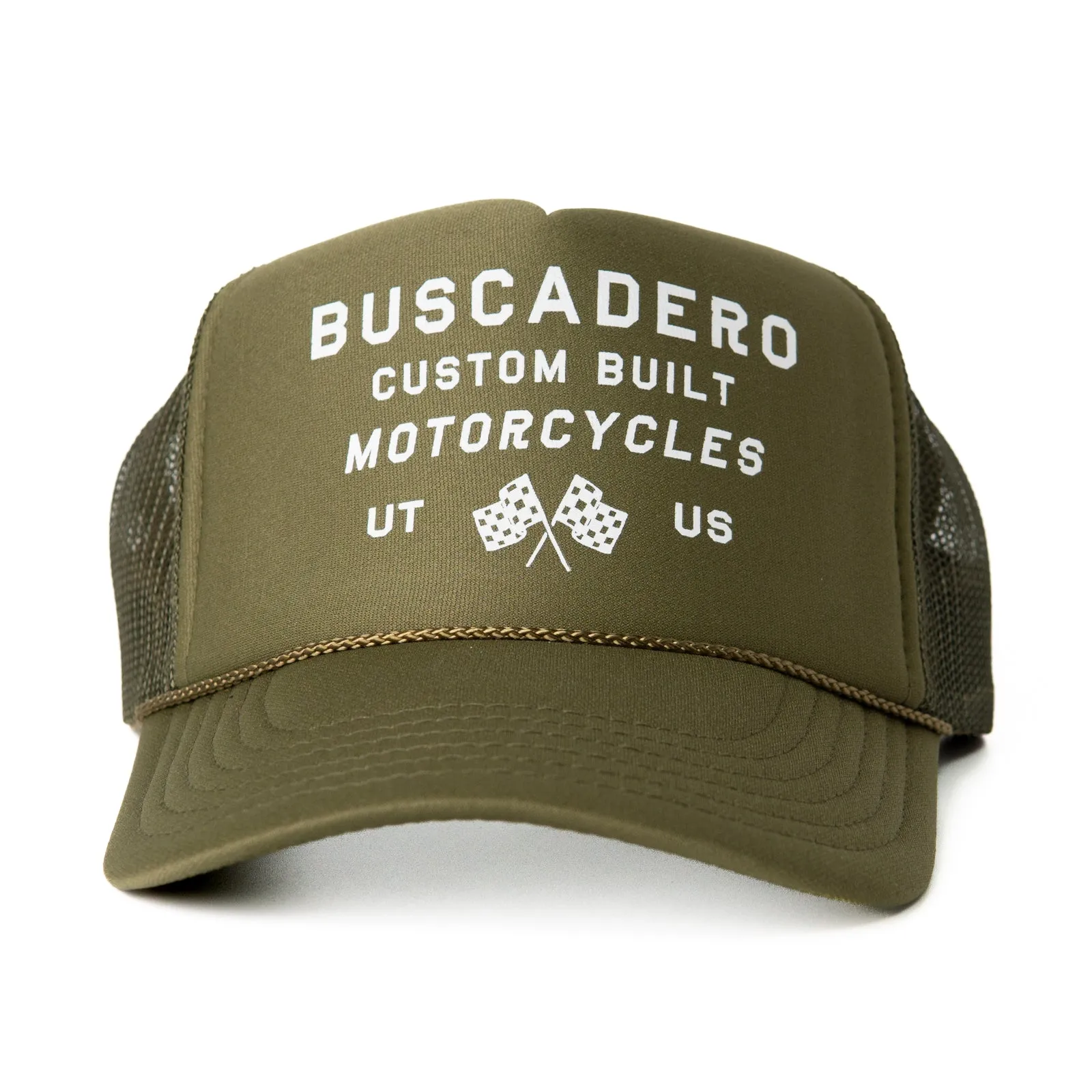 ‘Flags’ Foam Trucker Hat - Olive Drab