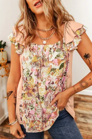 Floral Ruffle Sleeve Blouse