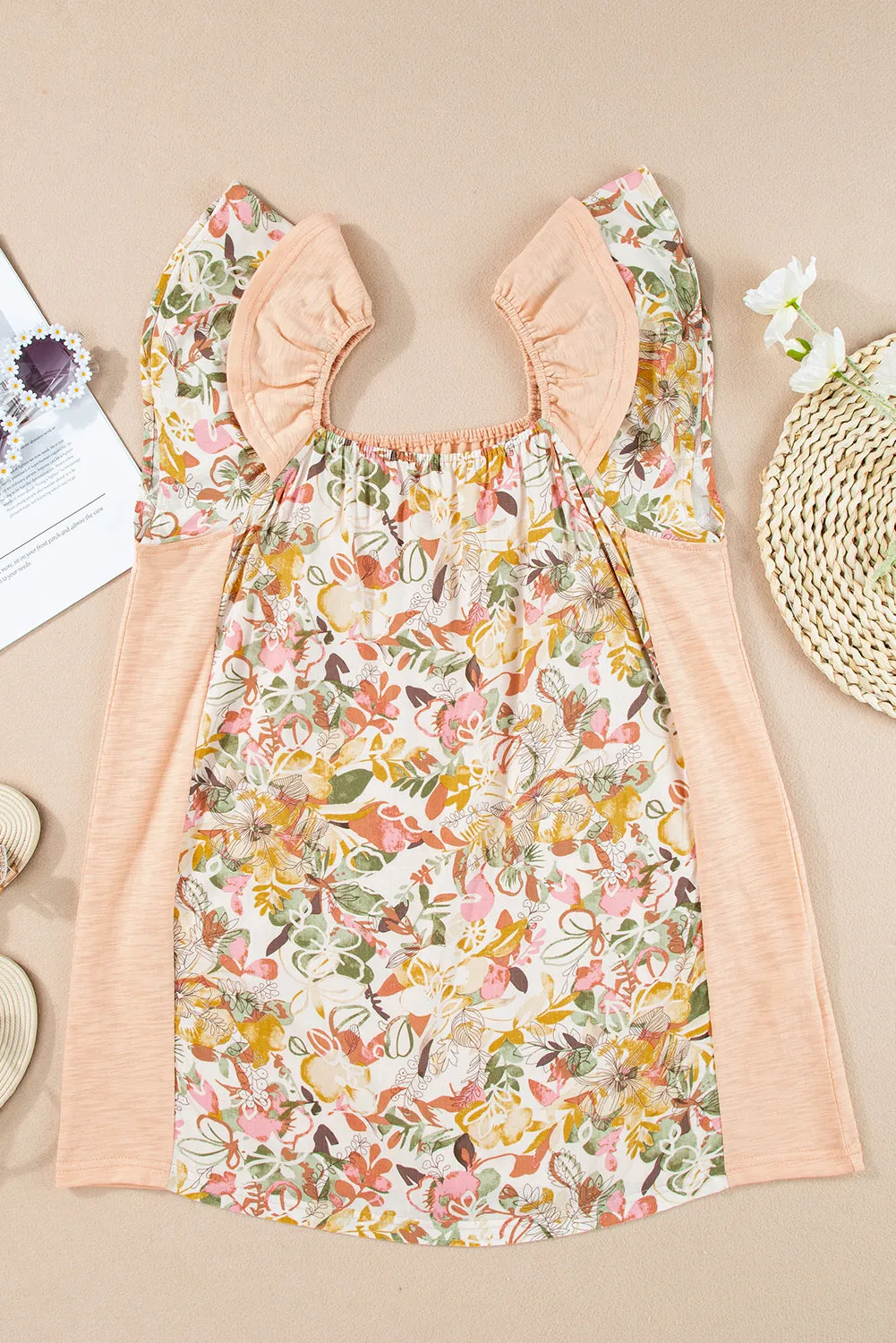 Floral Ruffle Sleeve Blouse