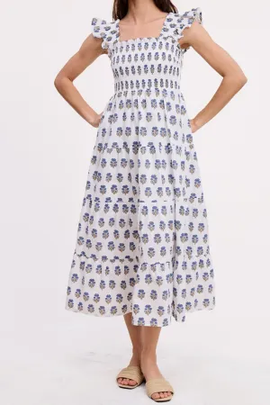 Francine Floral Clusters Smocked Midi Dress