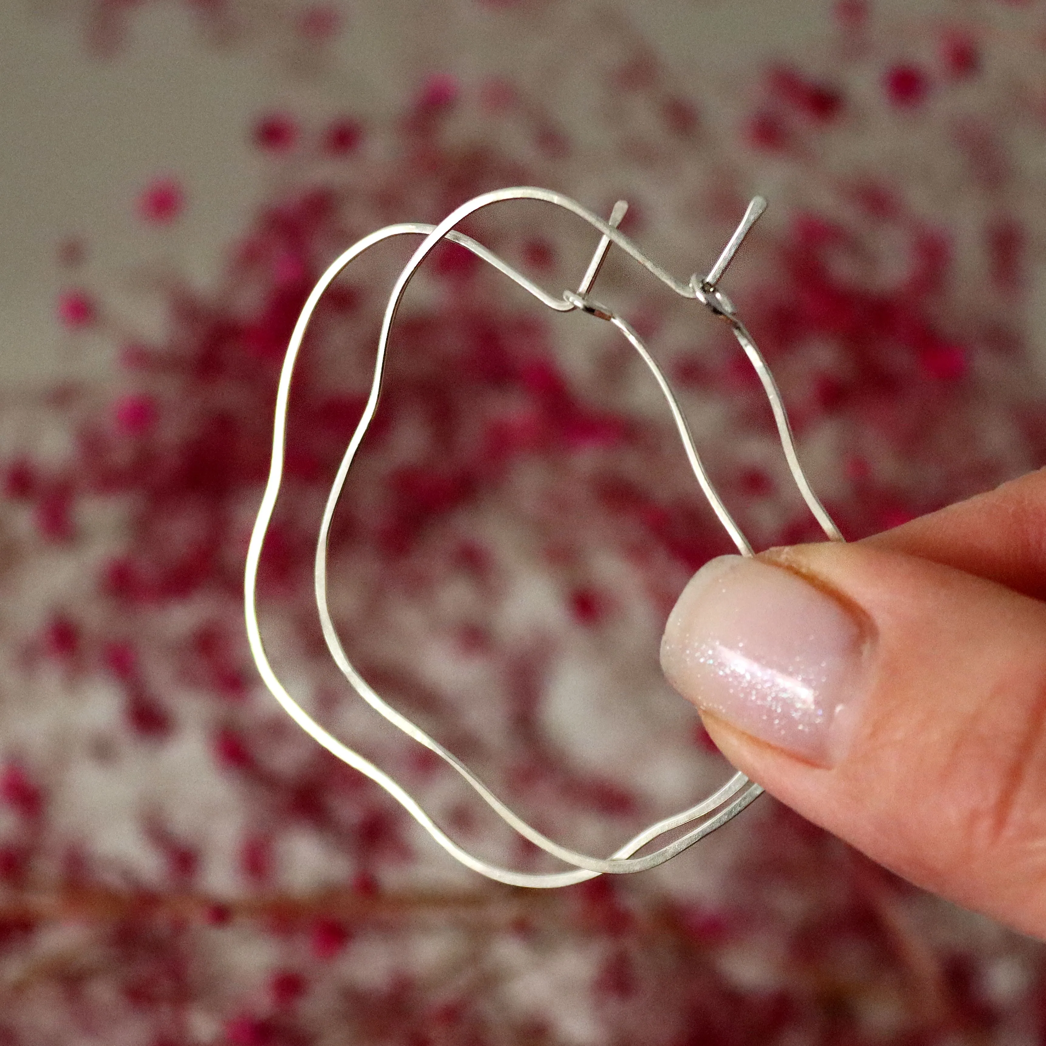 Freeform Hoop Earrings Geometric Irregular Hoops Sterling silver or Gold filled