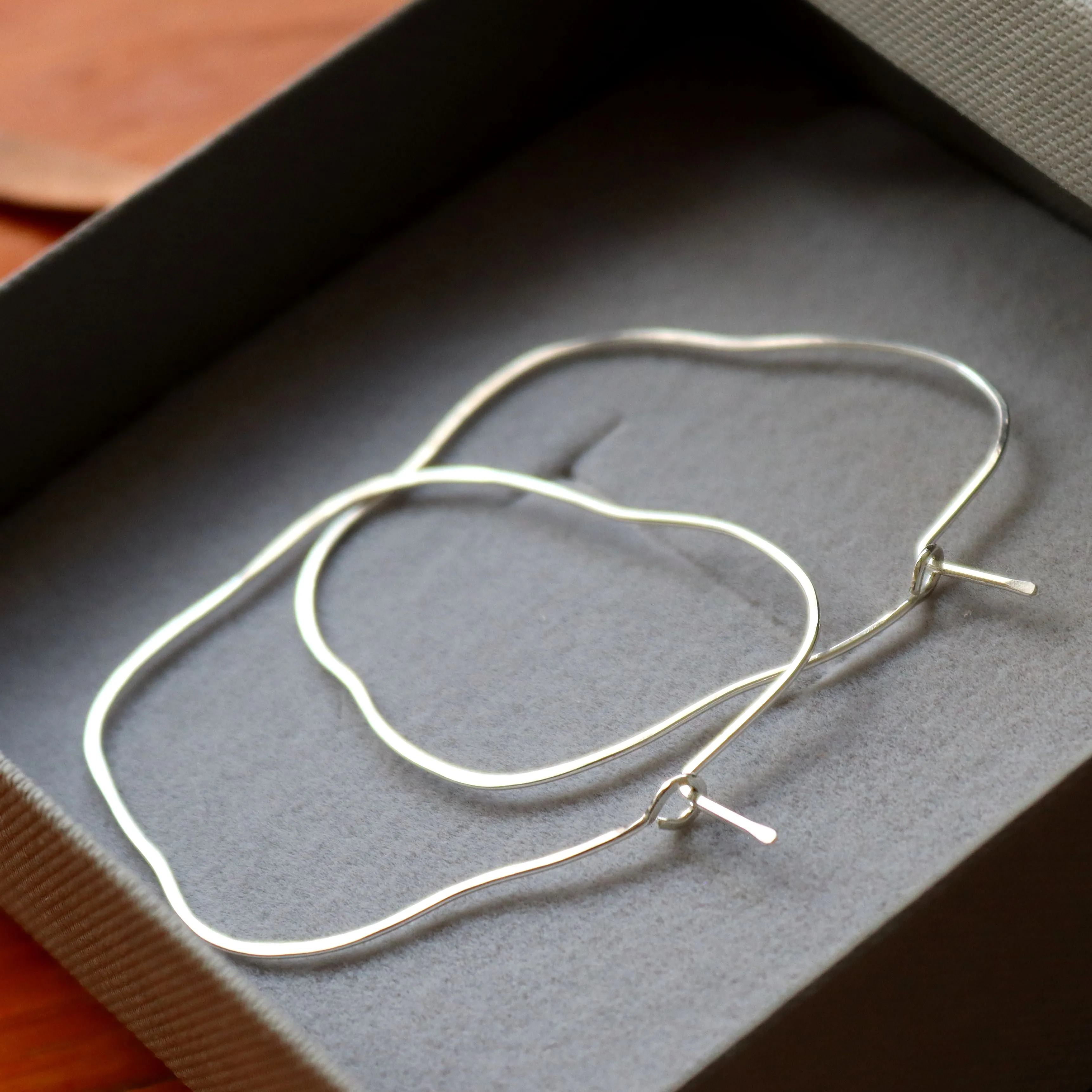Freeform Hoop Earrings Geometric Irregular Hoops Sterling silver or Gold filled