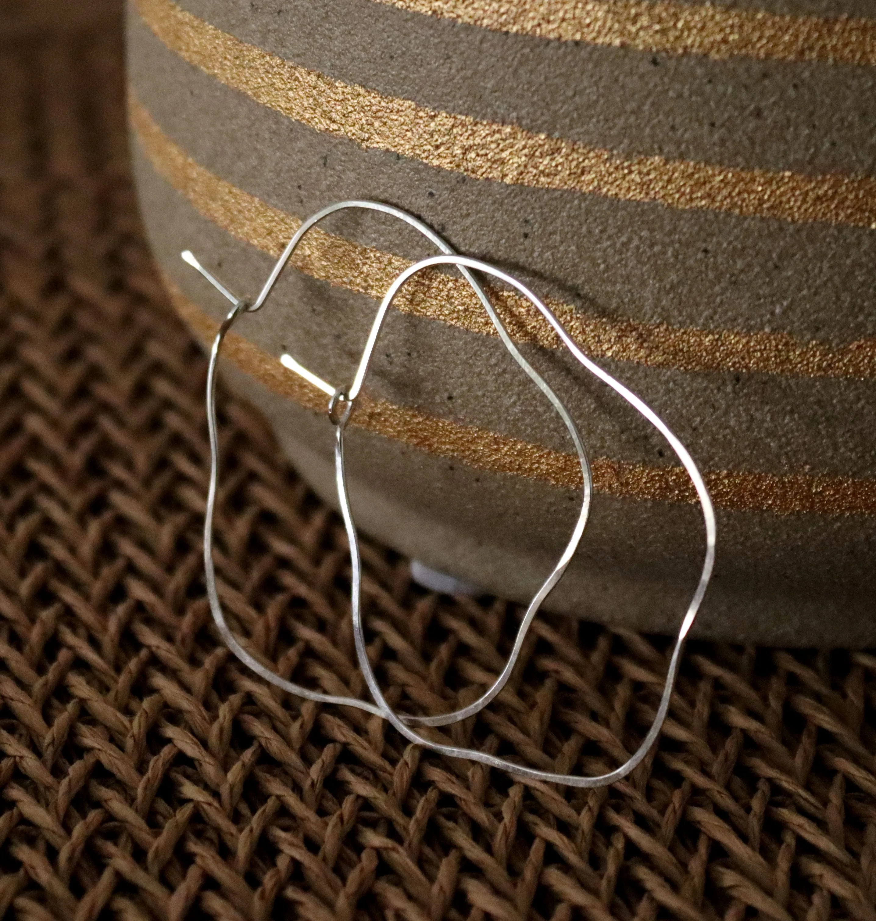 Freeform Hoop Earrings Geometric Irregular Hoops Sterling silver or Gold filled