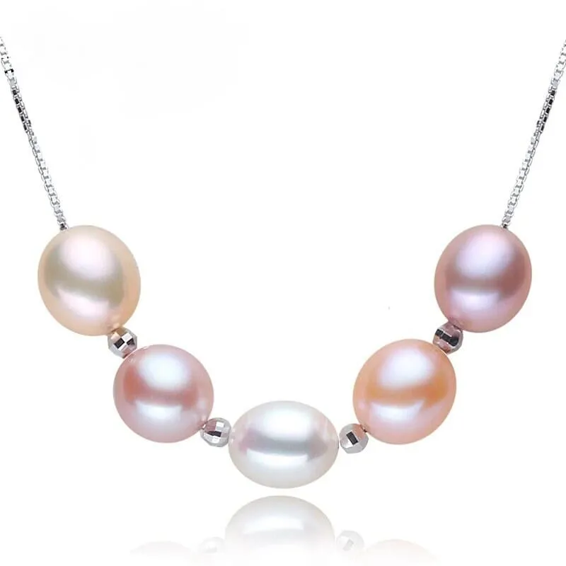 Freshwater Baroque Pearl Necklace, White Pink Natural Pearl Necklace, Pearl S925 Silver Necklace, Genuine Pearl Necklace