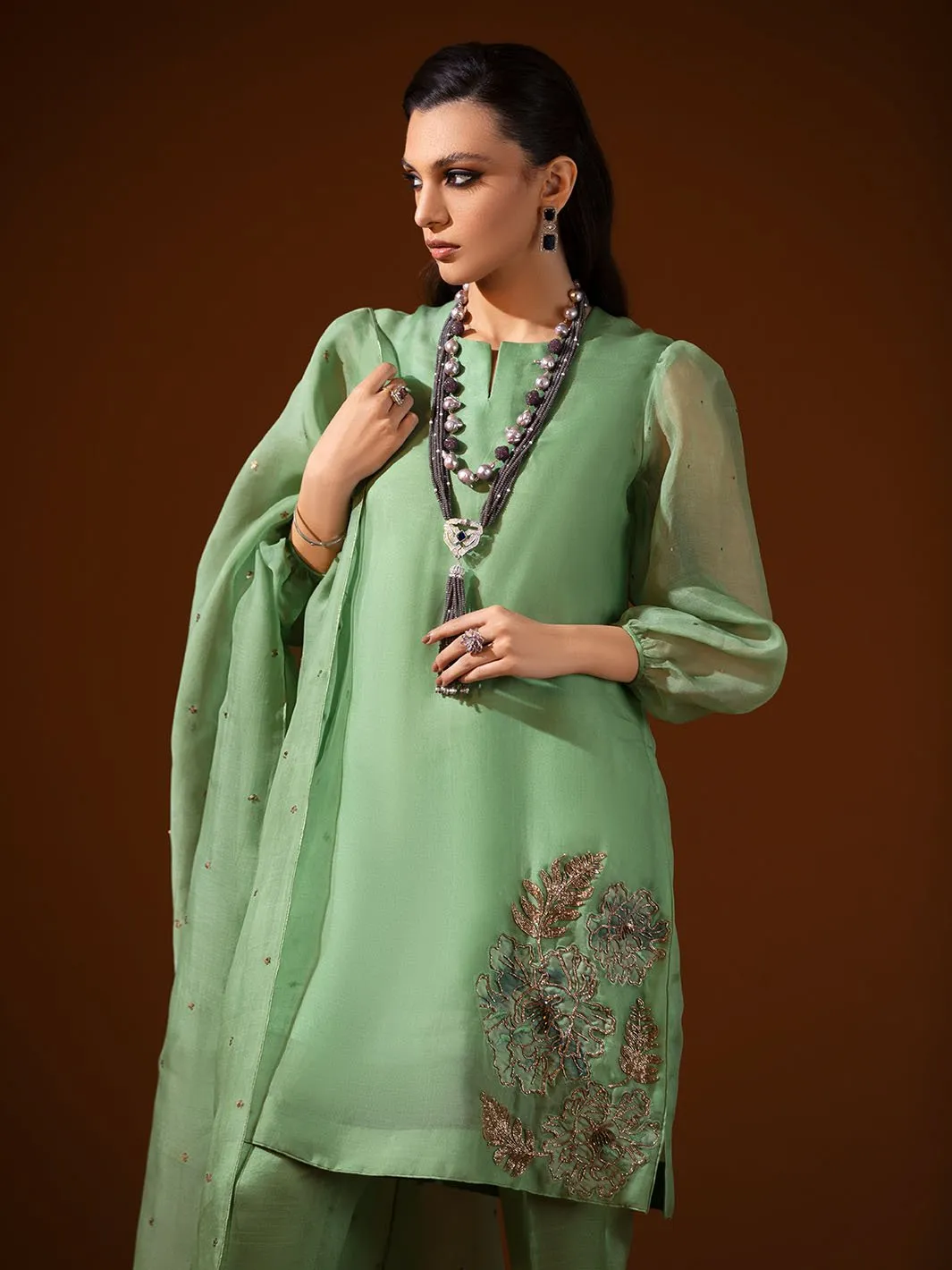 Gardenia | Mohtaram NUUR Luxury PRET Collection 2022 | Stitched Silk Suits