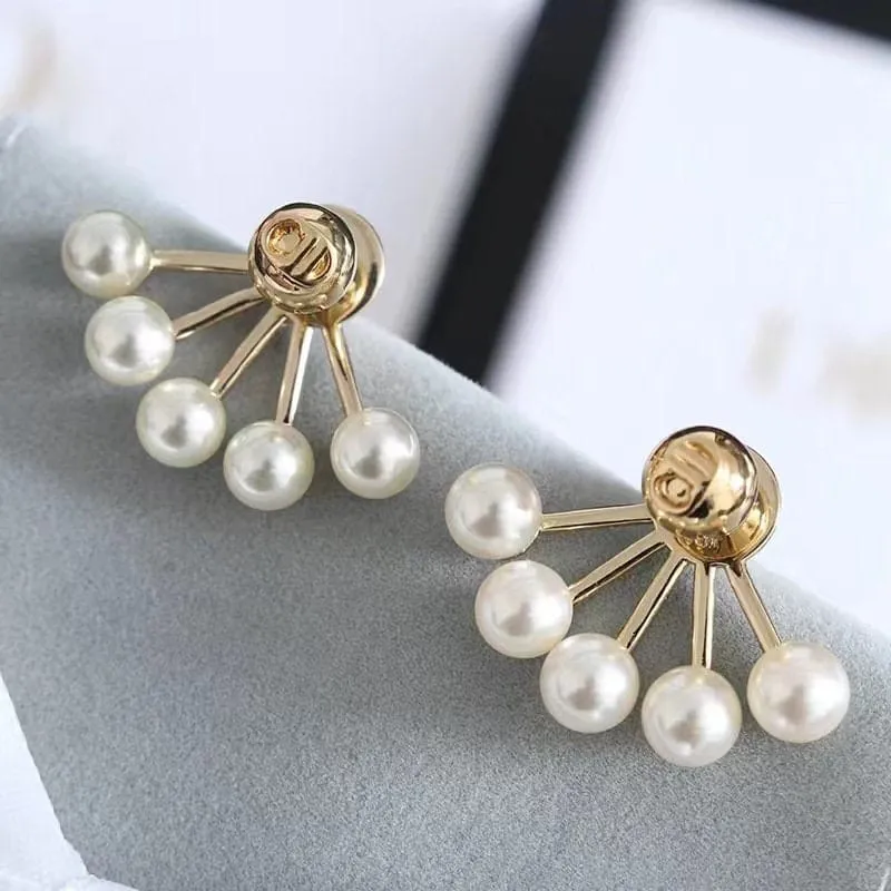 Geometric S925 Silver Post Pearl Earrings