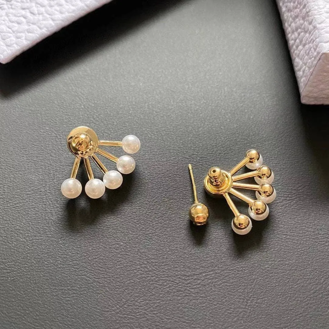 Geometric S925 Silver Post Pearl Earrings