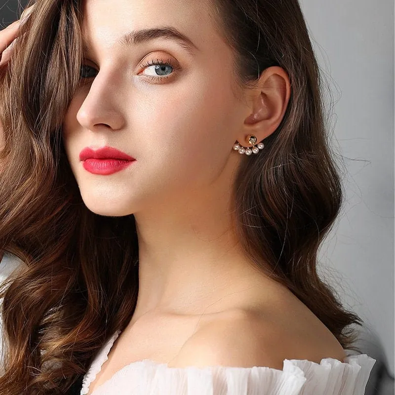Geometric S925 Silver Post Pearl Earrings