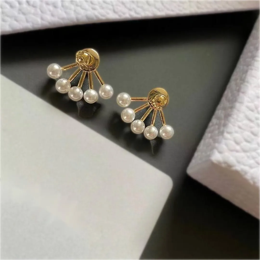 Geometric S925 Silver Post Pearl Earrings