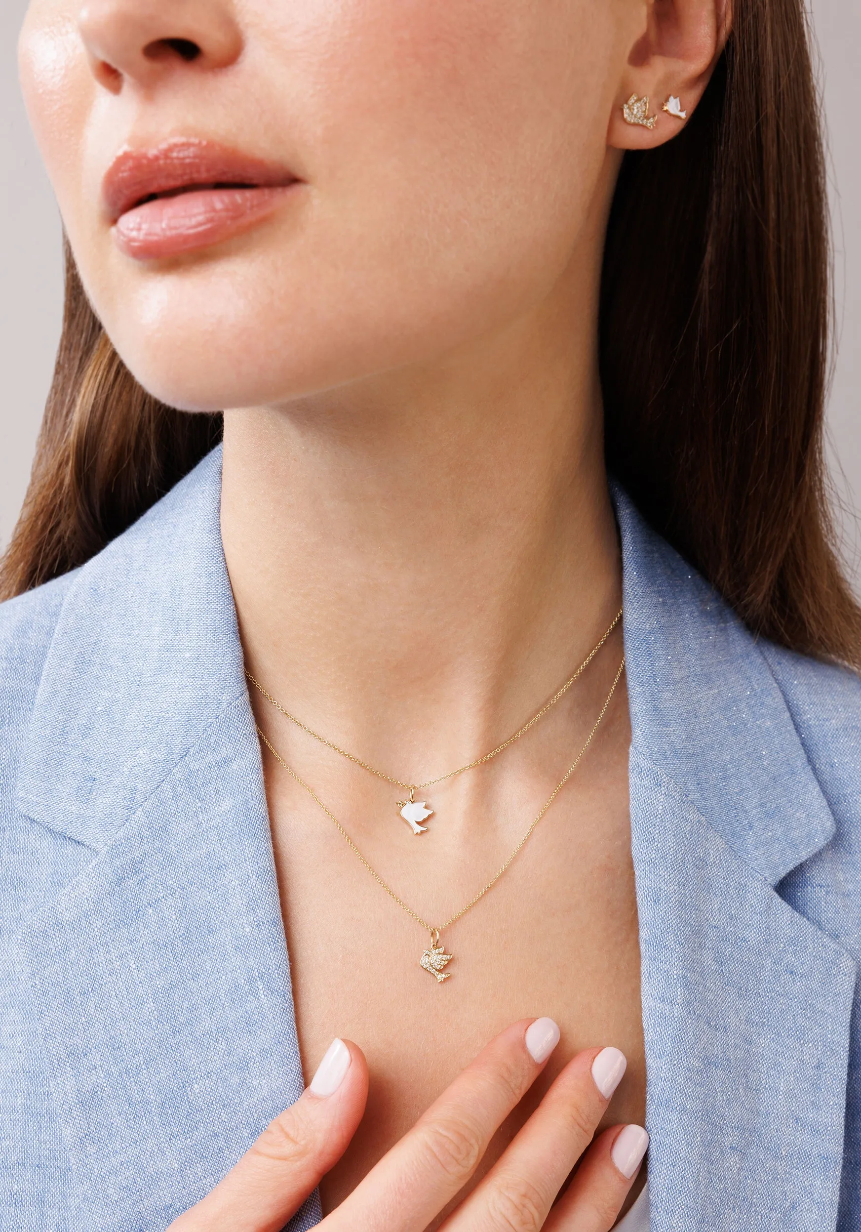 Gold & Enamel Dove Charm