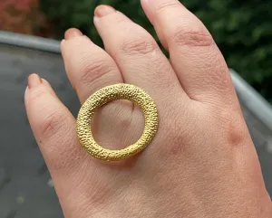 Gold Plated Circle Ring - Minimalist Chunky Geometric Adjustable Jewelry